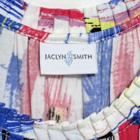 jacklin smith top wearable art short sleeve multicolor abstract print large - Picture 2 of 10